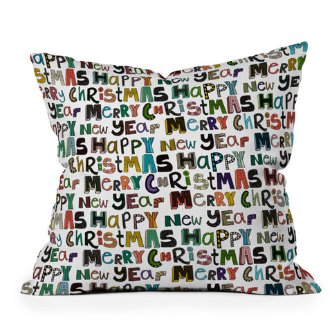 Sharon Turner merry christmas happy new year Throw Pillow