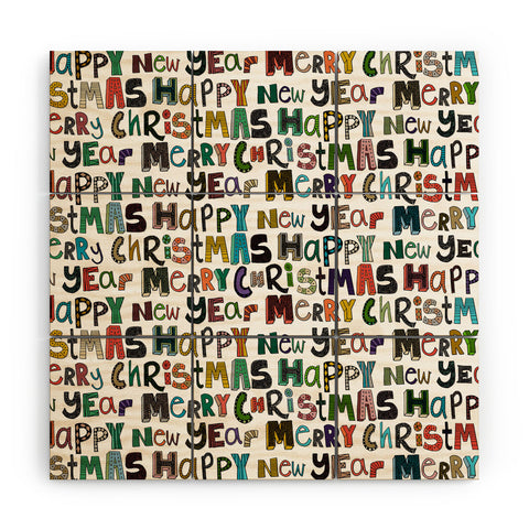 Sharon Turner merry christmas happy new year Wood Wall Mural