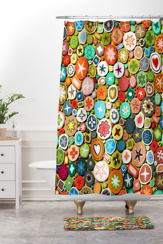 Sharon Turner millefiori Shower Curtain And Mat