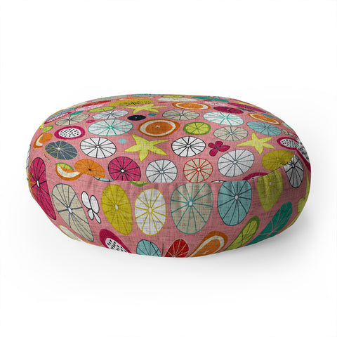 Sharon Turner mod Hawaiian cocktails Floor Pillow Round