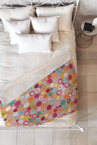 Sharon Turner mod Hawaiian cocktails Fleece Throw Blanket