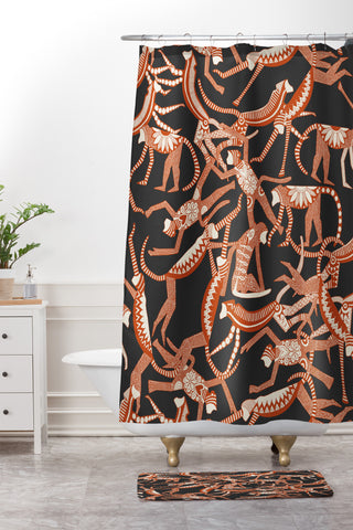 Sharon Turner monkey Shower Curtain And Mat