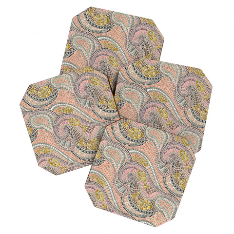 Sharon Turner mosaic fish pastel Coaster Set