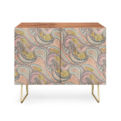 Sharon Turner mosaic fish pastel Credenza