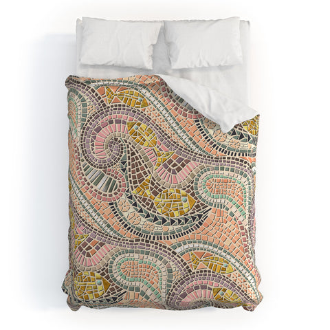 Sharon Turner mosaic fish pastel Duvet Cover