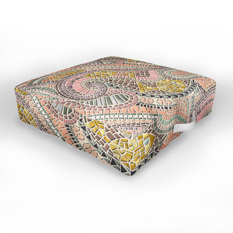 Sharon Turner mosaic fish pastel Outdoor Floor Cushion