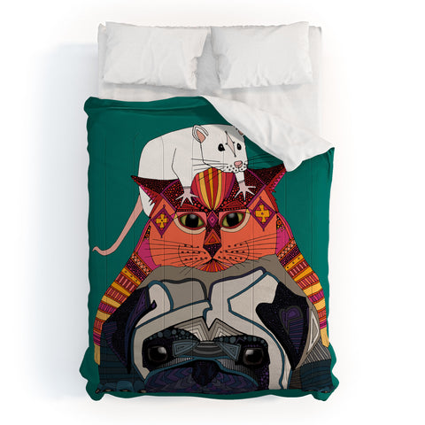 Sharon Turner mouse cat pug Comforter