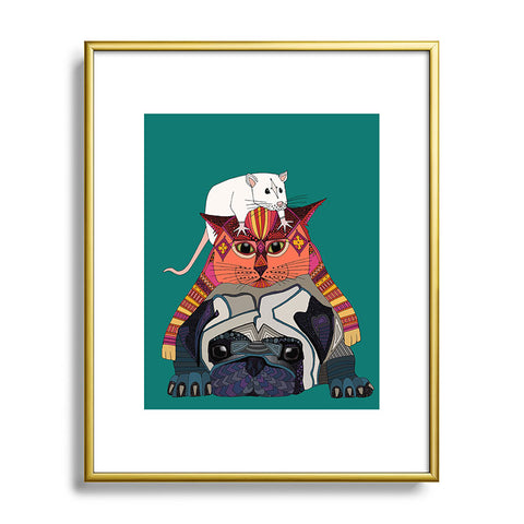 Sharon Turner mouse cat pug Metal Framed Art Print