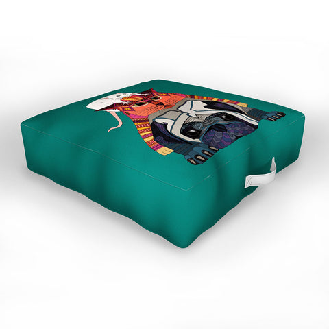 Sharon Turner mouse cat pug Outdoor Floor Cushion