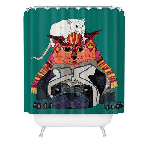 Sharon Turner mouse cat pug Shower Curtain