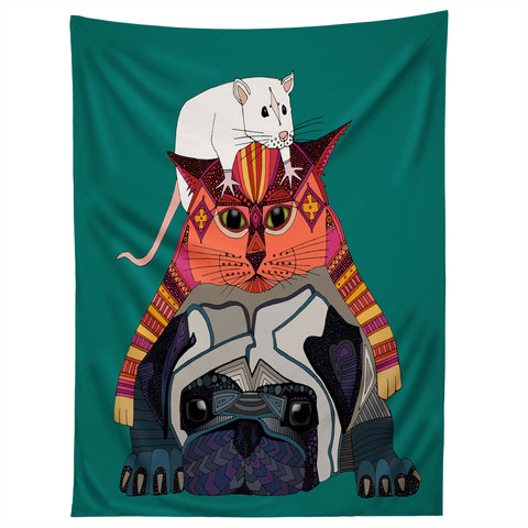 Sharon Turner mouse cat pug Tapestry