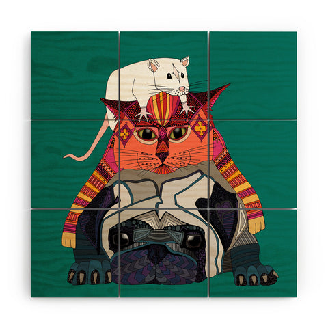 Sharon Turner mouse cat pug Wood Wall Mural