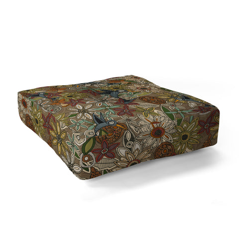 Sharon Turner nectar bird garden earth Floor Pillow Square