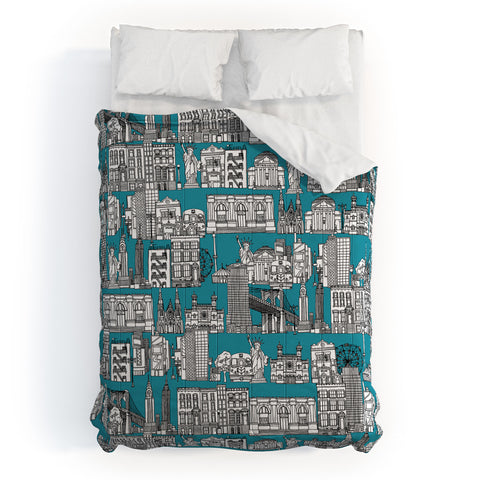 Sharon Turner New York Teal Comforter