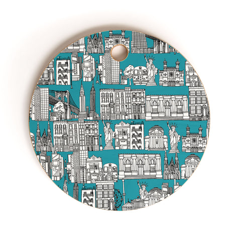 Sharon Turner New York Teal Cutting Board Round