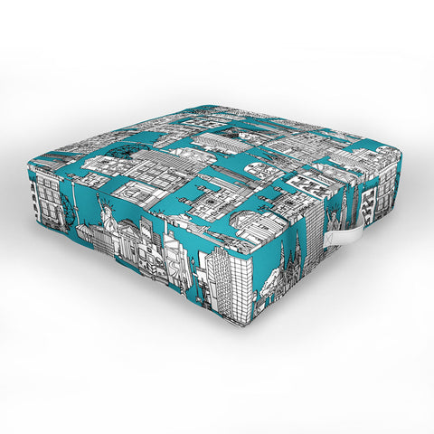 Sharon Turner New York Teal Outdoor Floor Cushion
