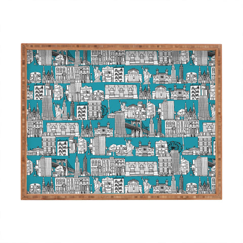Sharon Turner New York Teal Rectangular Tray