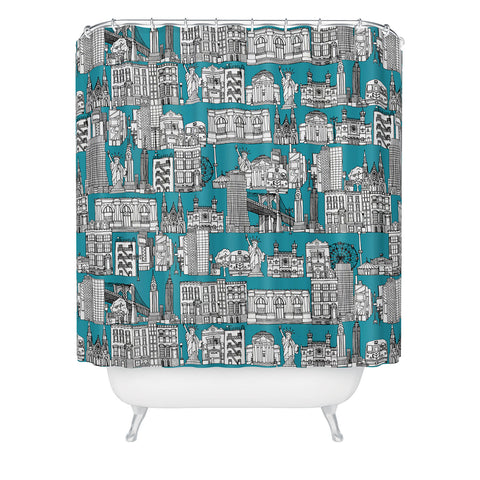 Sharon Turner New York Teal Shower Curtain