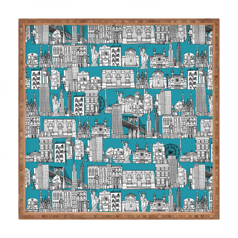 Sharon Turner New York Teal Square Tray