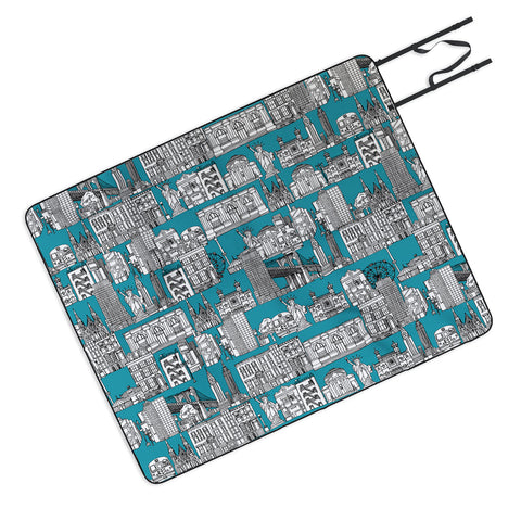 Sharon Turner New York Teal Picnic Blanket