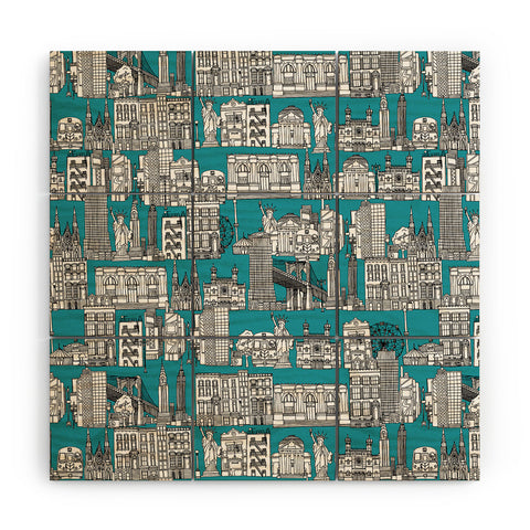 Sharon Turner New York Teal Wood Wall Mural