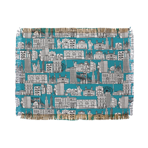 Sharon Turner New York Teal Throw Blanket