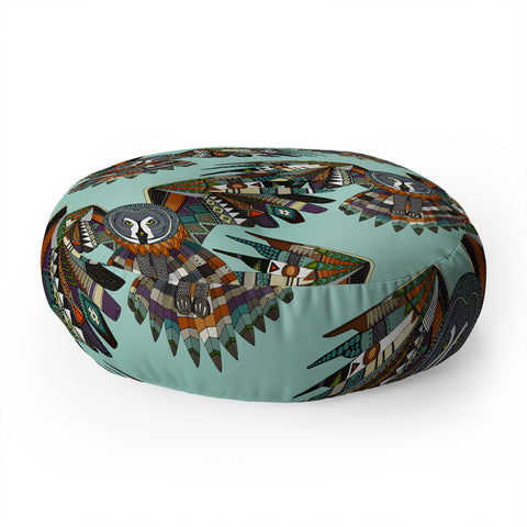 Sharon Turner night owl mint Floor Pillow Round