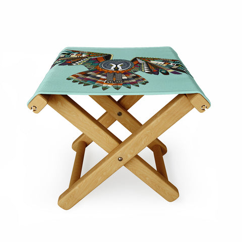 Sharon Turner night owl mint Folding Stool
