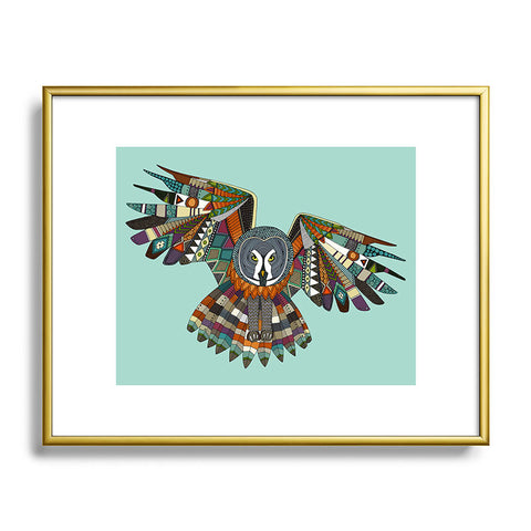Sharon Turner night owl mint Metal Framed Art Print