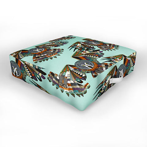 Sharon Turner night owl mint Outdoor Floor Cushion
