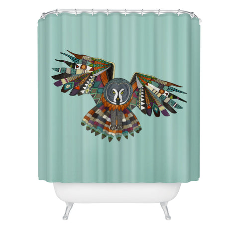 Sharon Turner night owl mint Shower Curtain