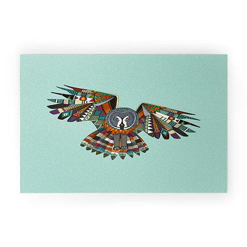 Sharon Turner night owl mint Welcome Mat