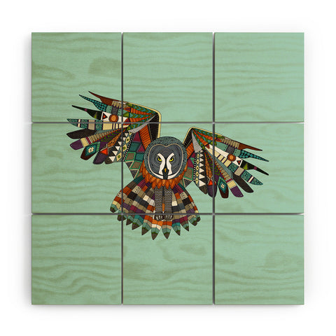 Sharon Turner night owl mint Wood Wall Mural