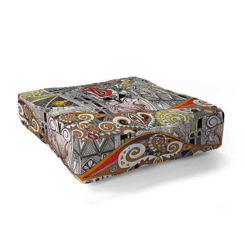 Sharon Turner nouveau elemental red Floor Pillow Square