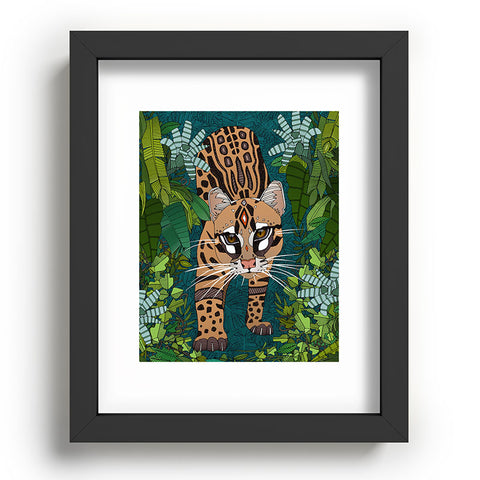 Sharon Turner ocelot jungle teal Recessed Framing Rectangle
