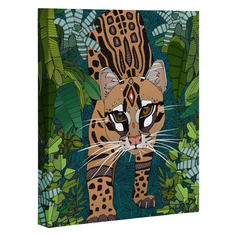 Sharon Turner ocelot jungle teal Art Canvas