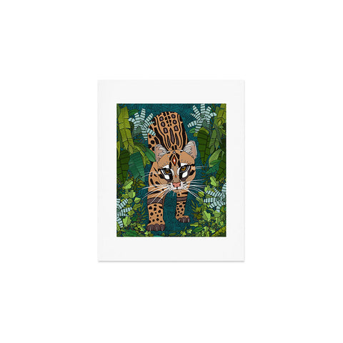 Sharon Turner ocelot jungle teal Art Print