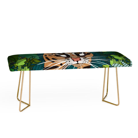 Sharon Turner ocelot jungle teal Bench