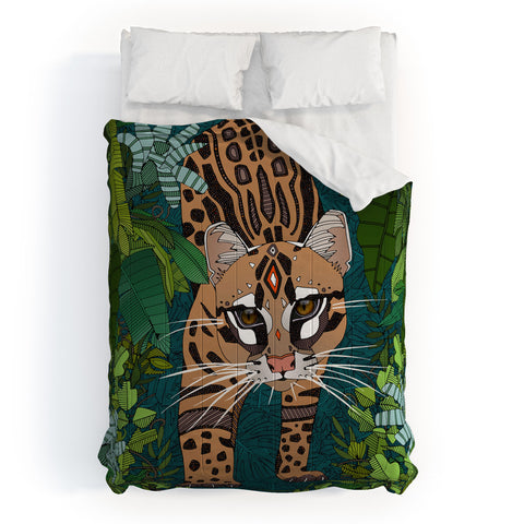 Sharon Turner ocelot jungle teal Comforter