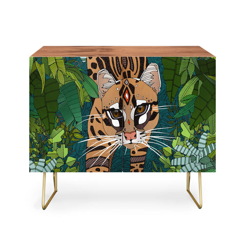 Sharon Turner ocelot jungle teal Credenza