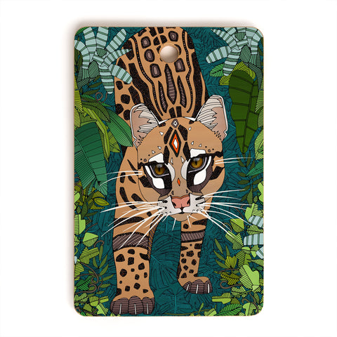 Sharon Turner ocelot jungle teal Cutting Board Rectangle