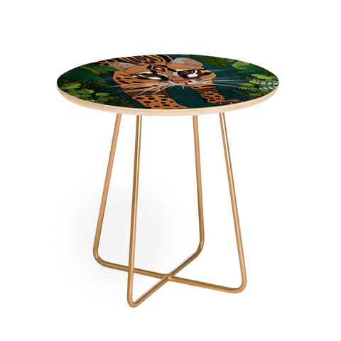 Sharon Turner ocelot jungle teal Round Side Table
