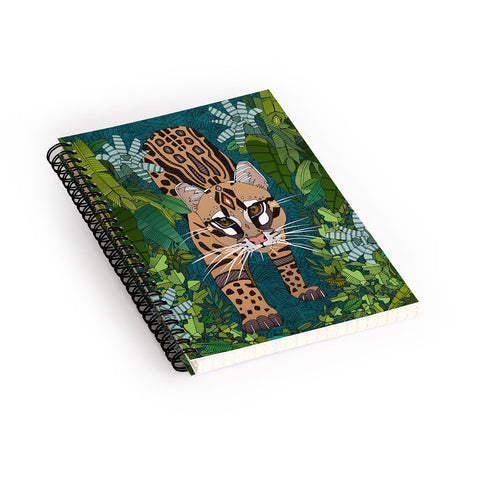 Sharon Turner ocelot jungle teal Spiral Notebook