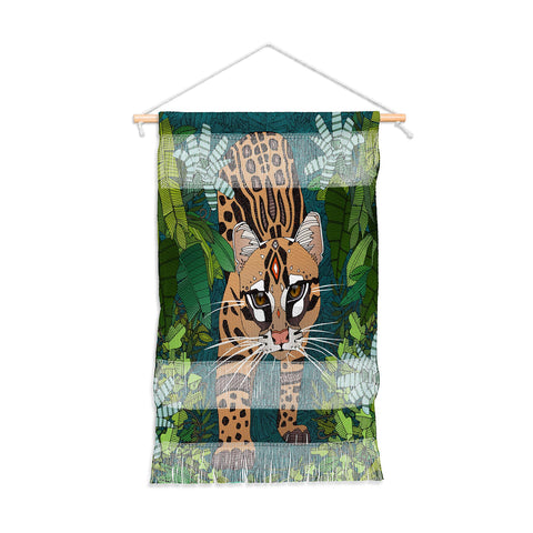 Sharon Turner ocelot jungle teal Wall Hanging Portrait