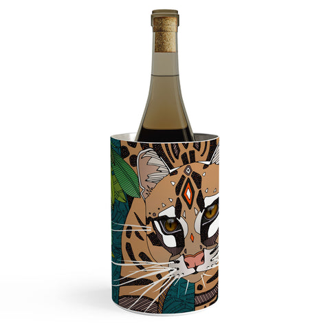 Sharon Turner ocelot jungle teal Wine Chiller