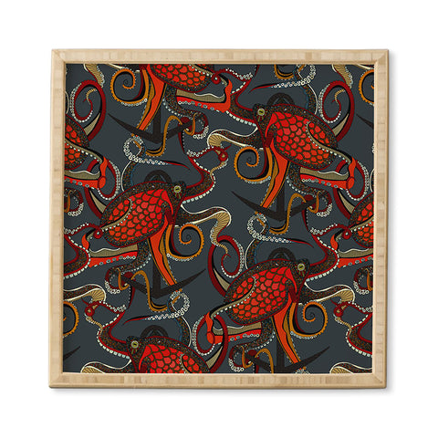 Sharon Turner octopus ink gunmetal Framed Wall Art