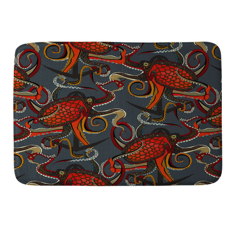 Sharon Turner octopus ink gunmetal Memory Foam Bath Mat
