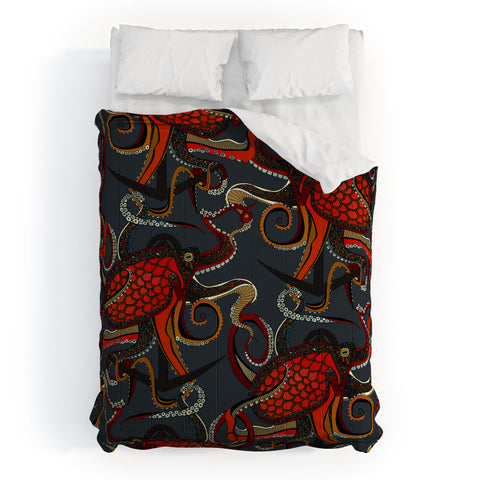Sharon Turner octopus ink gunmetal Comforter