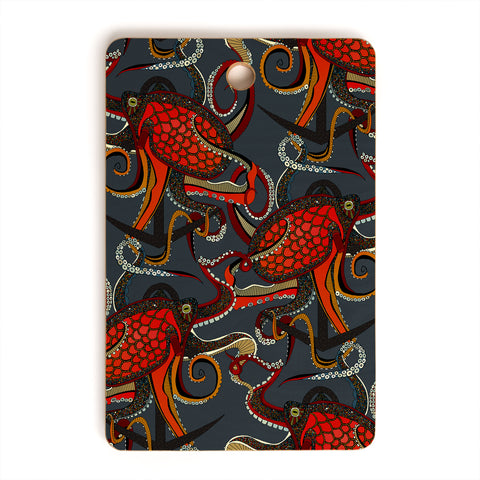 Sharon Turner octopus ink gunmetal Cutting Board Rectangle