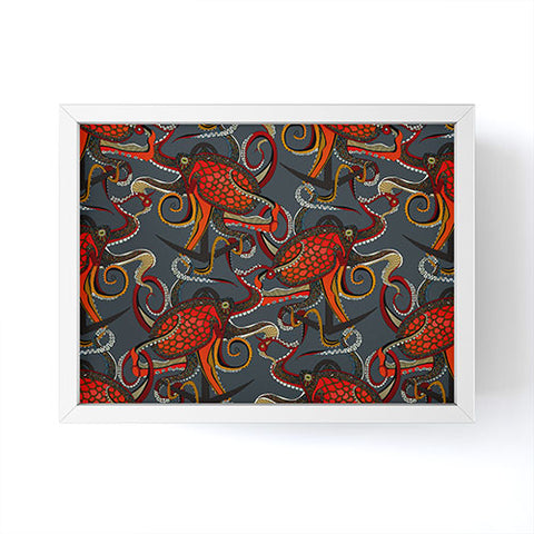 Sharon Turner octopus ink gunmetal Framed Mini Art Print